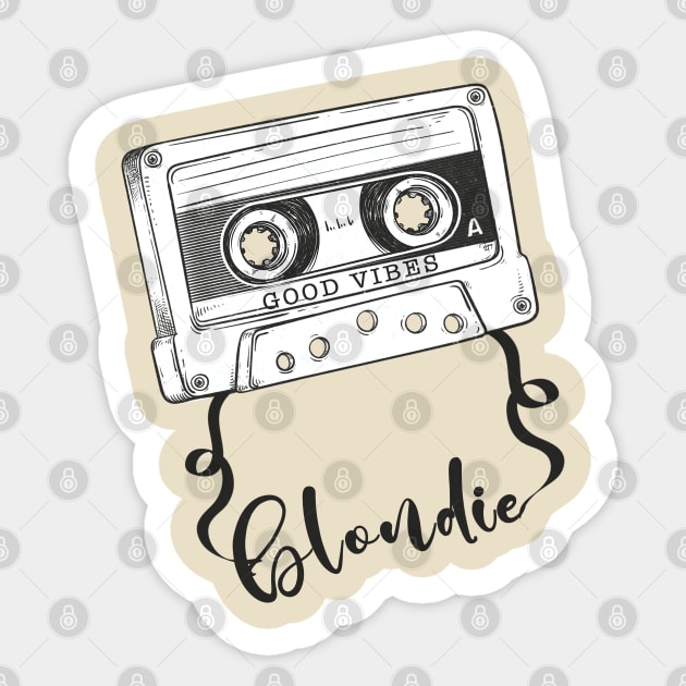 Good Vibes Blondie // Retro Ribbon Cassette Sticker by Stroke Line